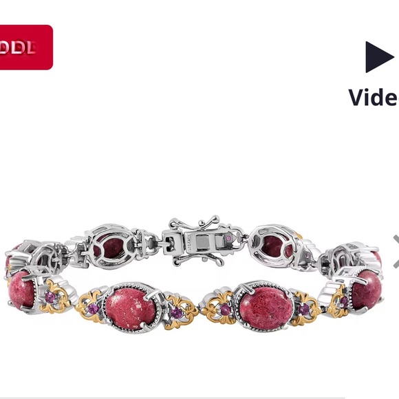 Norwegian Thulite Garnet Bracelet - Picture 2 of 12